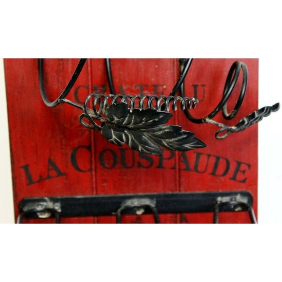 Wooden Wine Bottle Holder Glasses Red 2006 Wall Hanging 30" Tall - Picture 3 of 10